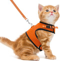 PUPTECK Soft Mesh Cat Vest Harness and Leash Set Puppy Padded Pet Harnesses Escape Proof for Cats Small Dogs Rabbits Bunny, Orange M
