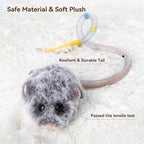 Migipaws Interactive MigiMouse Cat Toy 360° Rolling & Spin with Wiggling Tail for Indoor Cats Smart Motion Sensor, Realistic Squeak, Rechargeable Plush Kitten Toy(Grey Long)