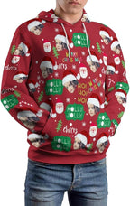 Artsadd Custom Face Unisex athletic Pockets Sweatshirt Loose Hoodie Custom Christmas Long Sleeve Sweatshirt Hooded Pullover