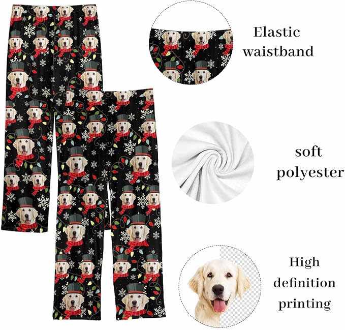 Custom Couple Pajama Pants Sock with Funny Face, Personalized PJ Anniversary Birthday Women Men Pants