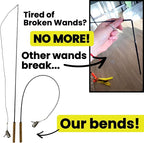 Forever Stick with Chew-Proof Metal Wire String and Transparent Fishing Line String - The Unbreakable Cat Wand Toy, Extra Long Durable Cat String Toy for Indoor Cats, Cat Fishing Pole Toy
