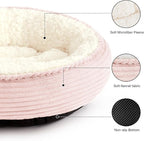 Love's cabin Round Donut Cat and Dog Cushion Bed, 20in Pet Bed for Cats or Small Dogs, Anti-Slip & Water-Resistant Bottom, Super Soft Durable Fabric Pet beds, Washable Luxury Cat Dog Bed Pink Stripe