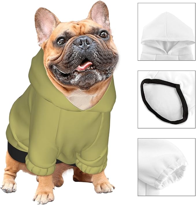 Personalized Dog Hoodie Custom Hooded Pet Warm Pullover Sweatshirt with Name Number Clothes for Chihuahua Pupppy Kitten Hoodies Puppy Soft Sweater Winter Small Dogs Cats, Dark Khaki, L,