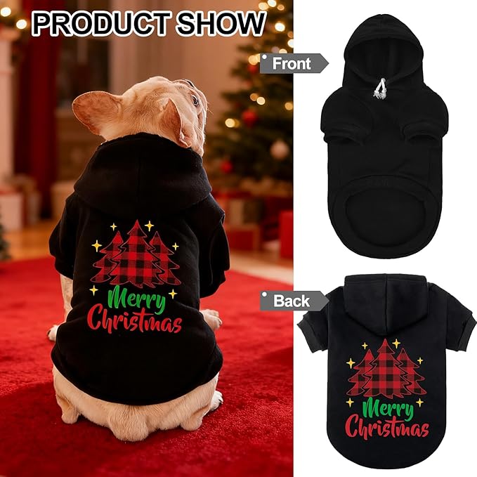 EXPAWLORER Dog Hoodie-Soft and Warm Dog Sweaters, Pet Clothes Autumn Winter Coat Sweatshirt with Christmas Theme Print for Puppy,Cat, Small Medium Large Dogs