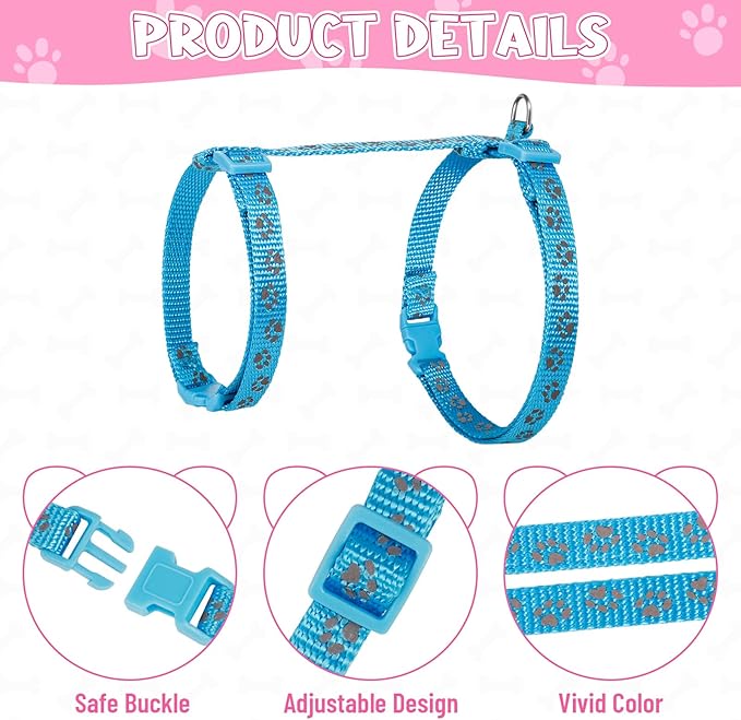 Auidy_6TXD 3 Pack Cat Harness and Leash Reflective Cat Harness Escape Proof for Walking Adjustable Kitten Harness for Small Medium Cats