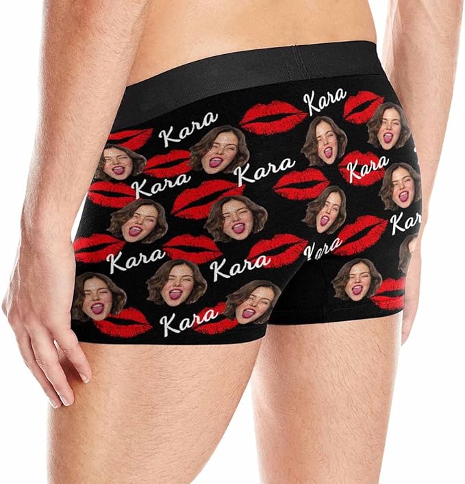M YESCUSTOM Custom Faces Funny Short Briefs Gift for Husband Underwear