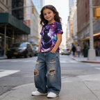 Funnycokid Girls Shirts Cat T Shirt Size 5-12 Clothes for Kids
