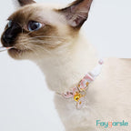 Faygarsle 3 Pack Cotton Safe Breakaway Cat Collars with Bell Daisy Charm Green Orange Pink Kitty Kitten Cute Cat Collars for Girl Cats Female Cats