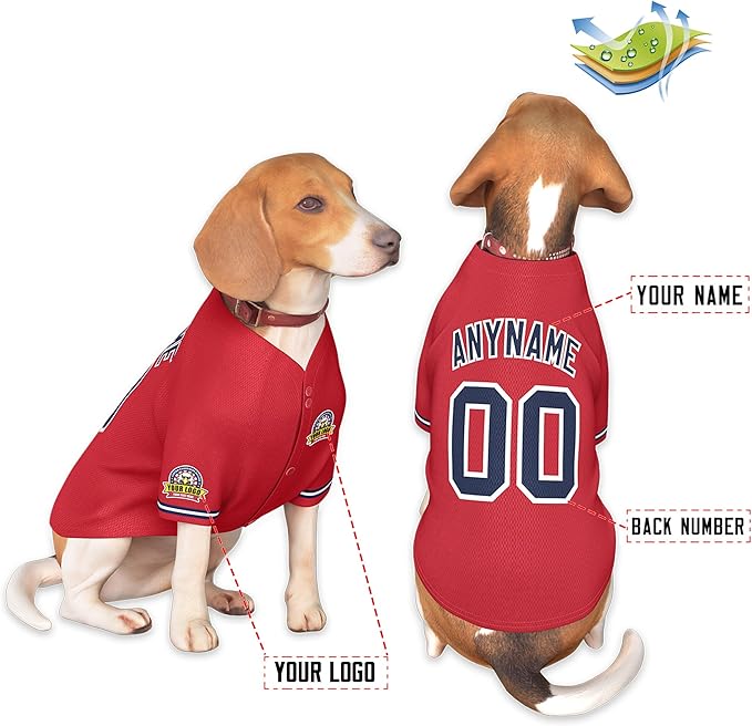 Custom Dog Baseball Jersey with Name Number Logo for Small Pet Dogs-Personalized Dog Shirts