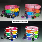 Pink Breakaway Cat Collar with Bells, [2 Pack] Break Away Kitten Collar with Bells, Reflective Cat Collar for Girl Cats Kitty