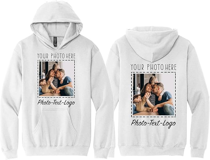 Personalized Clothing with Your Photo Custom T-Shirts, Sweatshirts & Hoodies Add Text or Logo Front