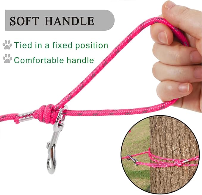 Reflective Cat Leash -15FT Cat Cable Out Escape Proof Walking Yard Long Durable Safe Leash Traning Play Outdoor for Puppies/Kittens/Small Animals(Hotpink)