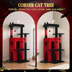 Globlazer Gothic Cat Tree Tower for Indoor Cats, 50-inch Goth Adult Cat Tree House for Large Adult Cats with Steps, Scratching Post, 2 Cat Caves, Dangling Toys, FC50, Blood-Goth
