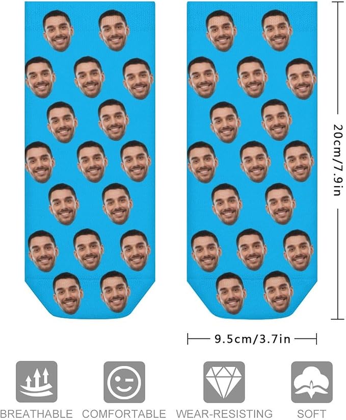 Personalized Ankle Socks with Face Custom Photo Socks Low Cut Ankle Socks Athletic Socks Valentine's Day Gifts for Women Men