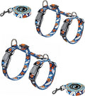 Halypet 2-Pack Cat Harness and Leash Set, Escape Proof 3-in-1 Adjustable Harness for Cats, Soft Lightweight, Easy On & Control for Walking, Travel & Outdoor Use, Navy Floral, Small