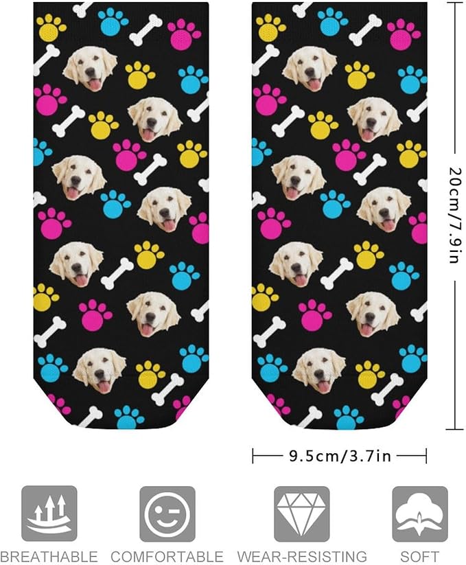 Personalized Ankle Socks with Face Custom Photo Socks Low Cut Ankle Socks Athletic Socks Valentine's Day Gifts for Women Men