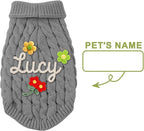 Personalized Dog Winter Sweater with Hand Embroidered Name Custom Pullover Winter Clothes for Dogs Cats Soft Pet Clothes for Small Medium Large Dog Christmas Birthday Gifts for Pet Lover
