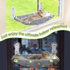 2PC Cat Window Perch, Glow in The Dark Cordless Foldable Pet Hammock Bed for Window with Sturdy Metal Frame, Glowing Stars Pattern Resting Seat for Indoor Cats (2PC Stars - L)
