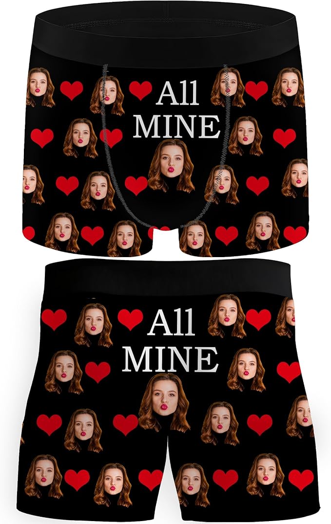 M YESCUSTOM Custom Faces Funny Short Briefs Gift for Husband Underwear