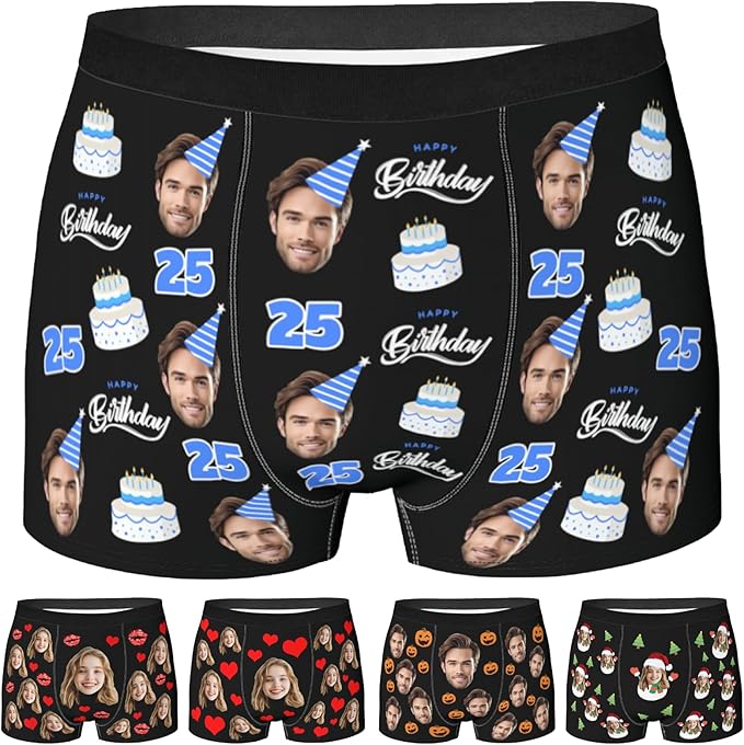 Personalized Underwear for Men with Face Custom Face Boxers Customized Boxer Briefs Funny Gifts for Him Husband Boyfriend
