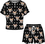 D-Story Custom Short Pajama Set with Pet Face Personalized Photo Sleepwear 2 Pieces Pjs Nightwear Xmas Gift for Women