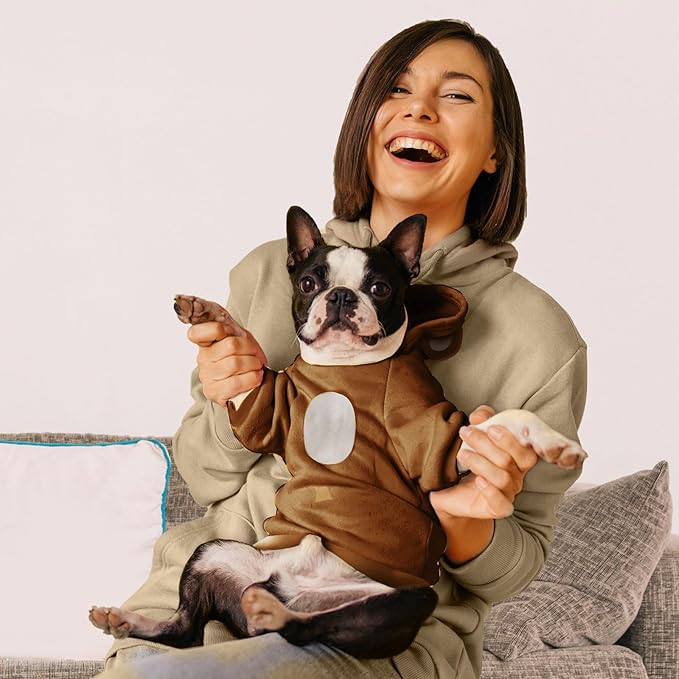 Small Dog Hoodie Soft Warm Fleece Fall Winter Dog Clothes Cute Puppy Sweaters Cat Coat Funny Blank Pullover Doggy Hooded Sweatshirts for Small Dogs Chihuahua Costumes Kitten Outfits(Brown,M)