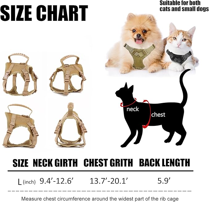 AIWAI Cat Harness and Leash for Walking, Escape Proof Soft Adjustable Vest Harnesses for Cats, Easy Control Breathable Soft Mesh with Control Handle for Large Cat Small Dog, Gift with Patch