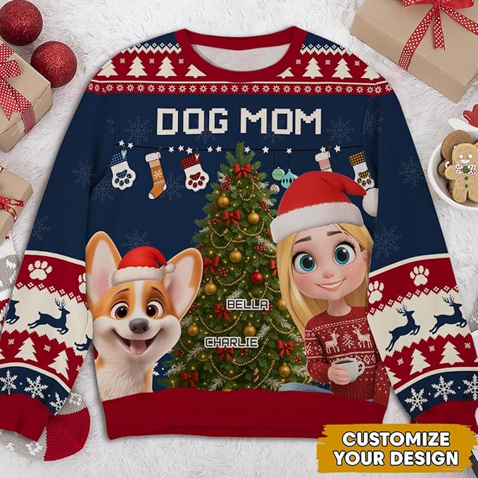Wrappiness A Girl And Her Dog Christmas Sweatshirt - Cozy Unisex Fit Custom Shirt - Cute for Women Pet Lovers