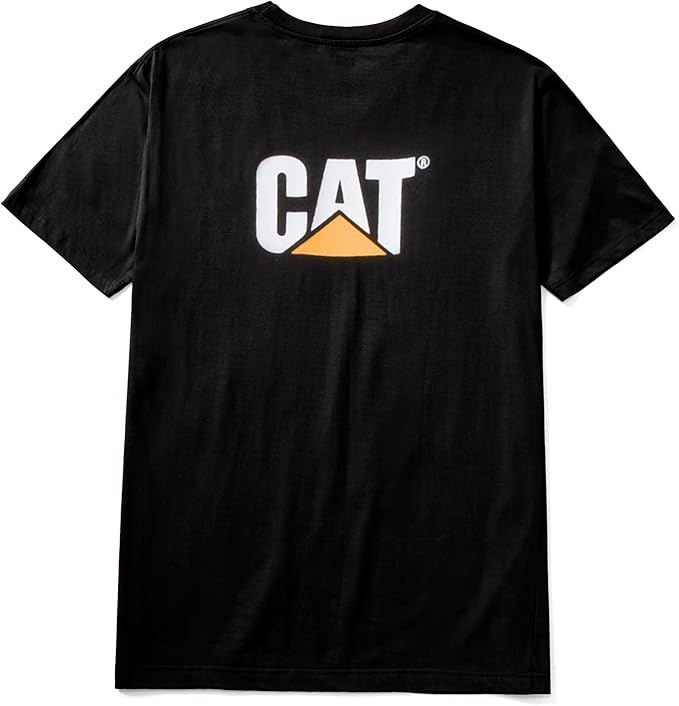 CAT Men's Trademark T-Shirts with Shape-Retention Rib Trim Spandex, Tagless Neck, and Cat Logo on Left Chest