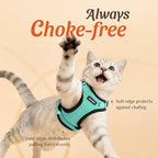 Dooradar Cat Harness and Leash Set, Escape Proof Safe Adjustable Kitten Vest Harnesses for Walking, Easy Control Soft Breathable Mesh Jacket with Reflective Strips for Cats, Green, S