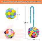 Retro Shaw Cat Toys Balls, 6Pcs Woolen Yarn Cat Ball Toy with Bell Inside, Interactive Kitten Toys for Indoor Cats Kitty, Chew Toys Jingle Pompom Ball with String