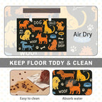 Cute Happy Dog Food Mat for Cat Food Mat Food and Water Bowl Pet Feeding Bowl Mats for Pet Feeding Areas Easy Clean Fast Dry Small Cats and Dogs Feedings Mats 24" x 16"