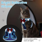 Cat Vest Harness and Leash Set for Walking Escape Proof, Adjustable Kitten Harness Breathable Mesh with Reflective Strips Harness for Kitty Puppy Bunny (Blue, S)