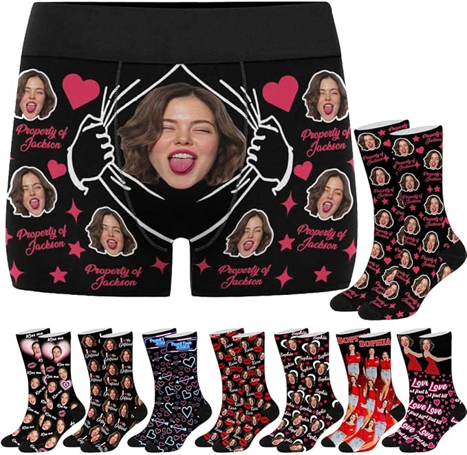 M YESCUSTOM Custom Faces Funny Short Briefs Gift for Husband Underwear
