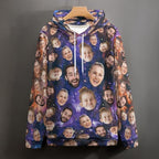 Artsadd Custom Face Unisex athletic Pockets Sweatshirt Loose Hoodie Custom Christmas Long Sleeve Sweatshirt Hooded Pullover