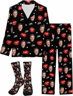 Artsadd Personalized Pajamas with Faces for Women Men Custom Christmas Pajamas Gifts for Family Couple, Funny Photo Pjs