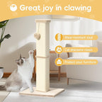Cat Scratching Post, 32 Inch Tall Scratching Post for Indoor with 5 Inch Diameter Posts and Ball Cat Scratcher for Medium and Large Cats