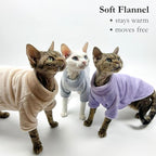 Cat Flannel Clothes, Warm Soft Winter Sweater Jumpsuit Shirt Clothing for Hairless Sphynx Devon & Indoor Kittens (Pink,3XL)