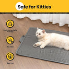 Cat Litter Mat, Upgrade Super Waterproof Back Layer Litter Box Mat, Non Slip, Durable, Soft on Paws Kitty Trapping Matt (34"x26", Gray)