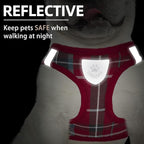 PUPTECK Adjustable Dog Harness Collar and Leash Set Step in No Pull Pet Harness for Small Medium Dogs Puppy and Cats Outdoor Walking Running, Soft Mesh Padded Reflective Vest Harnesses, Red M