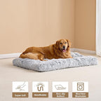 EHEYCIGA Fluffy Dog Crate Bed for Extra Large Dogs, Plush Faux Fur Pad, Calming Anti Anxiety XL Bed for Crate, Washable Soft Warm Dog Mat with Non-Slip Bottom, Grey