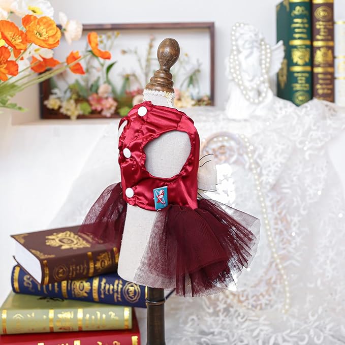 Fashion Sweet Puppy Dog Blingbling Princess Skirt Pet Dog Lace Cake Camisole Tutu Dress J-red L