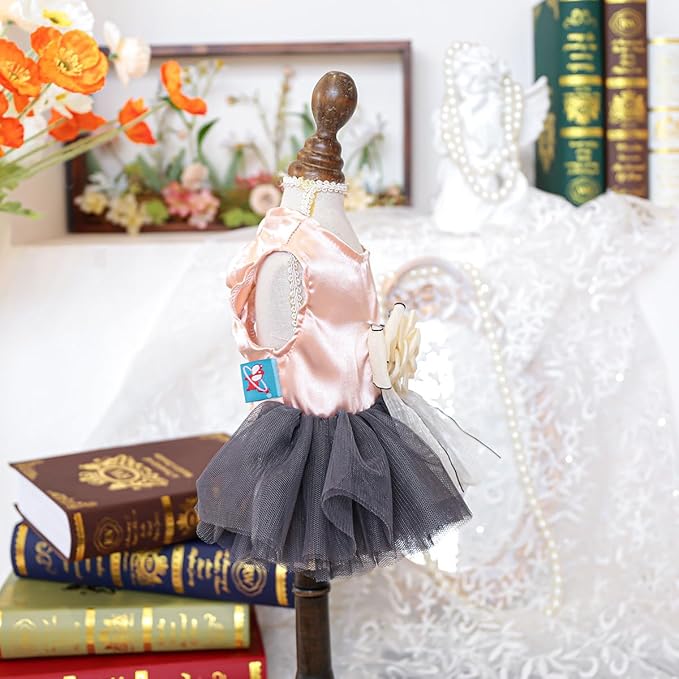 Fashion Sweet Puppy Dog Blingbling Princess Skirt Pet Dog Lace Cake Camisole Tutu Dress J-Pink L