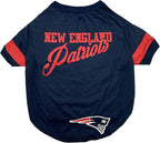 NFL New England Patriots Dog & Cat T-Shirt - Small, Football Team Fan PET TEE Shirt - Durable, Cute Stripe Design
