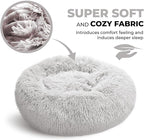 Whiskers & Friends Cat Bed, Cat Beds for Indoor Cats Washable, Orthopedic Soft Fluffy Round Calming Pet Bed for Small to Large Kitty Kittens & Dogs, Small Dog Beds & Furniture - with Blanket