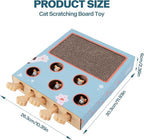 PAWISE 3-in-1 Interactive Cat Toy, Whack-A-Mole Cat Puzzle & Cat Scratching Board with Catnip, Cardboard Cat Scratcher Box for Indoor Cats, Kitten IQ Boost & Boredom Relief