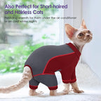 SUNFURA Hair Sticky Cat Clothes, Cat Sweater for Cats Only, 4-Legged Fleece Sweaters Kitten Pajamas Reduce Shedding Fur, Warm Pullover Shirts for Cats, Red M