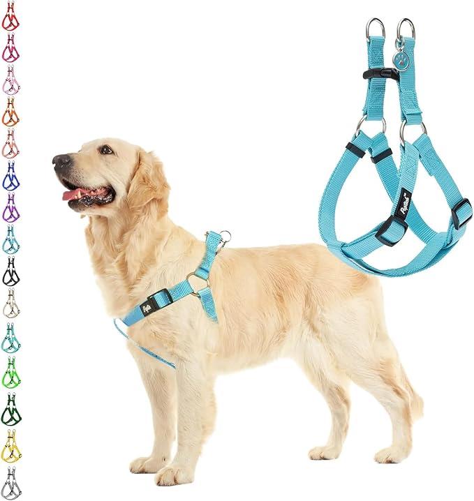 PUPTECK No Pull Dog Harness Soft Adjustable Basic Nylon Step in Puppy Vest Outdoor Walking with ID Tag Medium