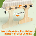 Cat Perch for Window XiaZ Cats Hammock Indoor Cat Bed for Window Adjustable Wooden Frame W/Soft Warm Plush-Lined Cushion Perfect for Bird Watching Sunbathing Space-Saving Easy Install Single Layer