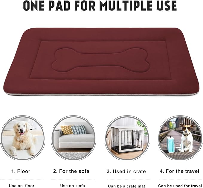 JoicyCo Medium Dog Bed Crate Mat 36 in Non-Slip Washable Soft Mattress Kennel Pads